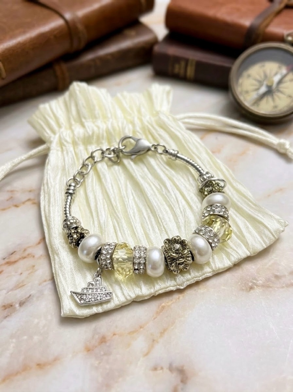 Bella Perlina European Style Bracelet Yellow with Cruise Ship